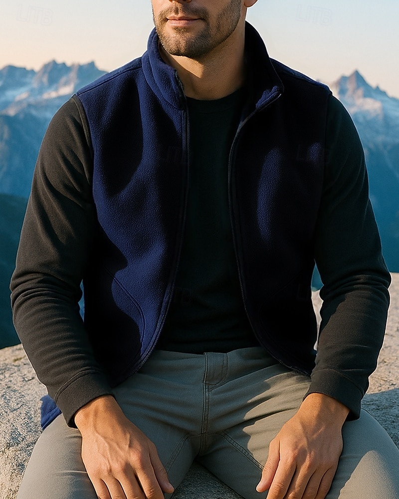 Herren Wanderweste Ärmellos Weste Außen Thermowarm Atmungsaktiv Leicht Winter Reißverschluss Polyester Schwarz Armeegrün Rot Jagd Angeln Klettern 2025 - $23.99 –P6