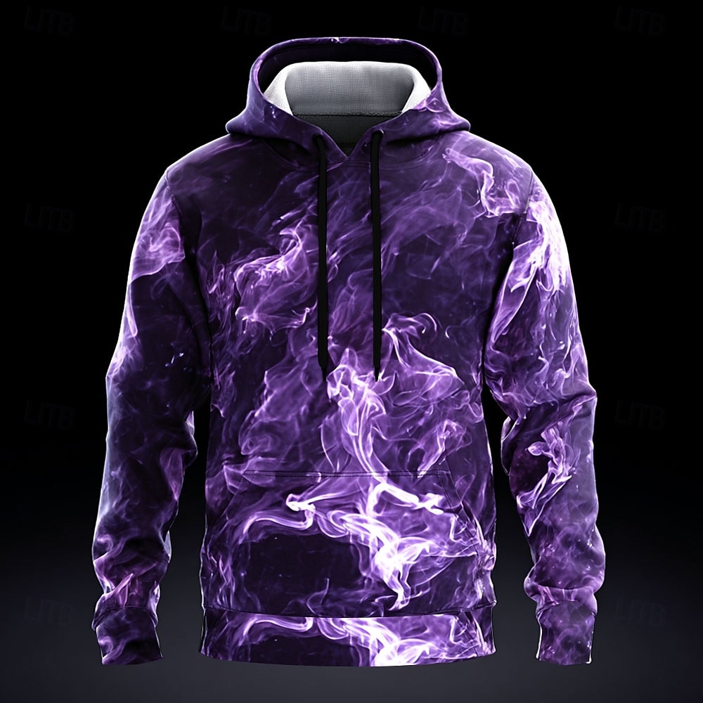 Homens Fumo Abstrato 3D Moletons Moletom Legal Festa Manga Longa Gola Redonda Bandagem Streetwear Vermelho Azul Com Cordão Outono Inverno Designer de 2025 por $26.99 –P1