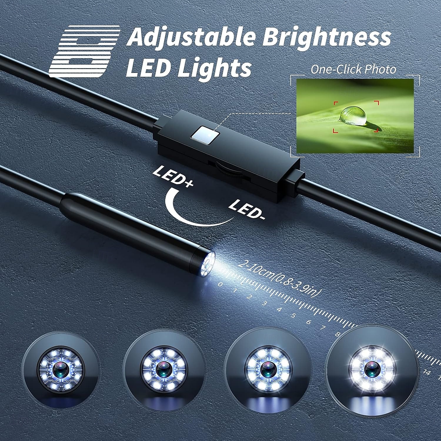 Telecamera endoscopica con luce, strumenti per endoscopio HD 1080p con luci LED regolabili, endoscopio con telecamera a serpente semirigida, endoscopio di ispezione per iOS e Android, lente singola da del 2025 a $19.99 –P4