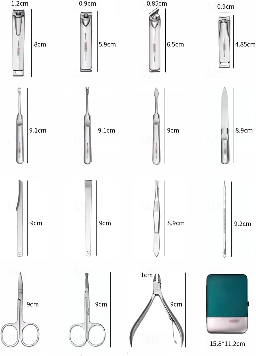 Ensemble de ciseaux à ongles 15 pièces Kit de coupe-ongles professionnel Ensemble de manucure avec étui en cuir portable, kit de toilettage de manucure et de pédicure en acier inoxydable Ensemble de de 2025 ? $63.99 –P4