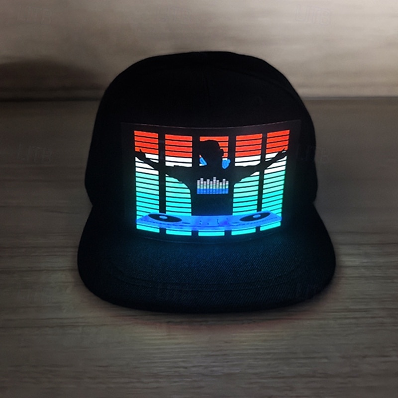 Cappello snapback a LED attivato dal suono, cappelli a LED, cappellino da baseball con visualizzazione dei messaggi, per feste di Natale e Halloween del 2025 a $22.21 –P2