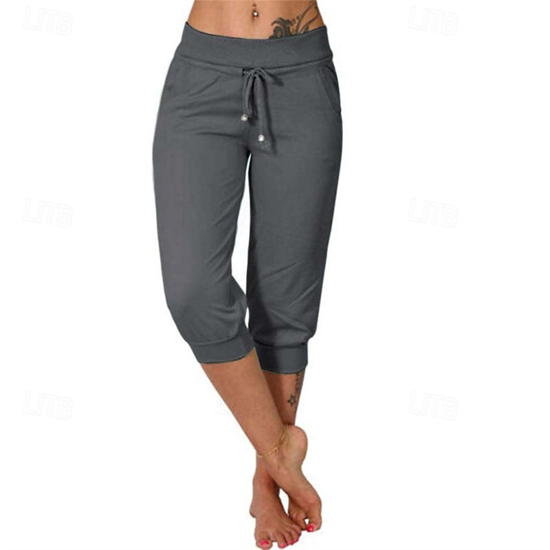 Dame Capri-bukser Søndagsshorts Gatemote Fritid Kalv lengde Medium Midje عادي Elastisk midje Snorer Pusteevne Myk Mikroelastisk Feriereise Gate Dagligdagstøy Svart Rosa Navyblå Grønn Sommer Normal 2025 - $16.99 –P7