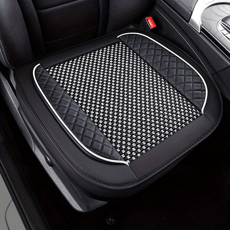 capa de assento de carro de luxo - almofada de seda preta acolchoada com padrão de diamante respirável &design antiderrapante para conforto no verão, acessórios automotivos duráveis, capas de assento de 2025 por $31.99 –P5