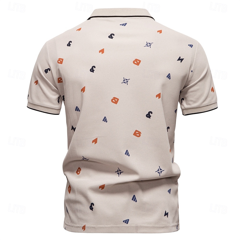 Male Abstract Short Sleeve Polo Collar Modern Sports & Outdoor Casual Athleisure Summer White Green Khaki 2026 - $24.99 –P5
