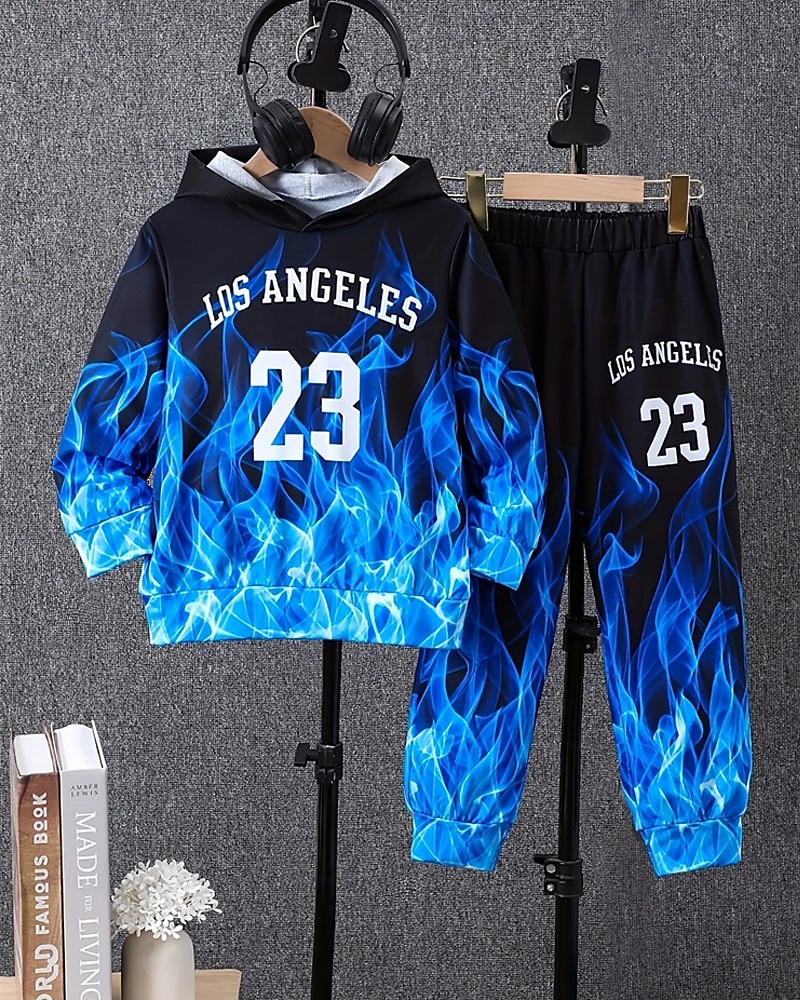 Boys' 3D Graphic Letter Hoodie & Sweatpants Set Sports Suit Tracksuits Long Sleeve Spring Fall Daily Basic Casual Kids 4-12 Years Hooded Outdoor Vacation Sports Tailored Fit 2025 - $26.99 –P3