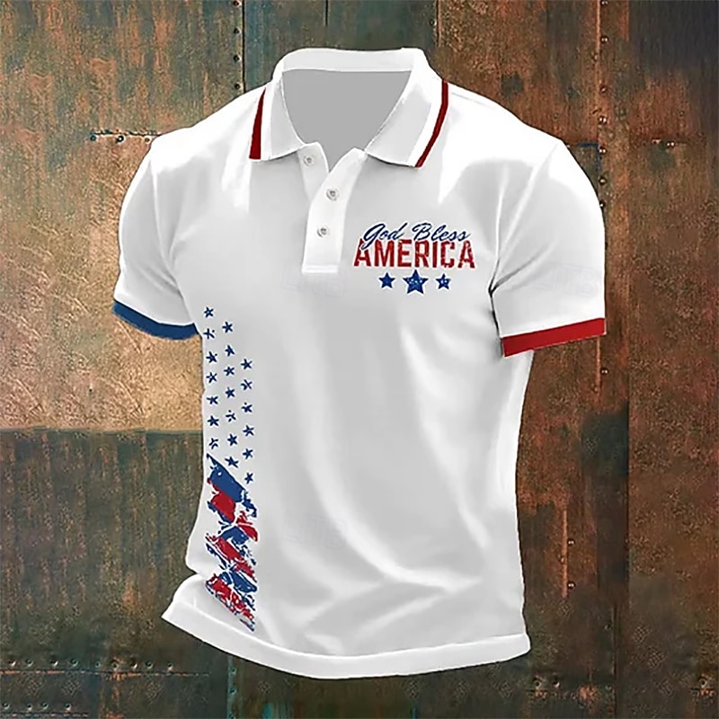 Polo a maniche corte con colletto e bandiera americana patriottica 1776 2026 per il 250° anniversario del 2026 a $21.99 –P1