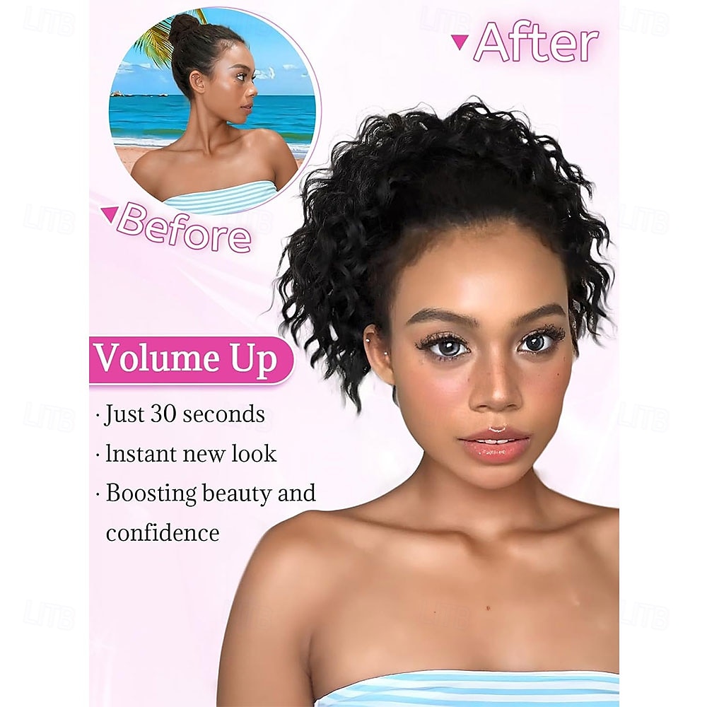 Ponytail Extension 8 Inch Short Wavy Curly Ponytails Drawstring Ponytail for Black Women Jet Black Pony Tails Hair Extensions Synthetic Hairpiece for Daily Use 2025 - $19.49 –P6
