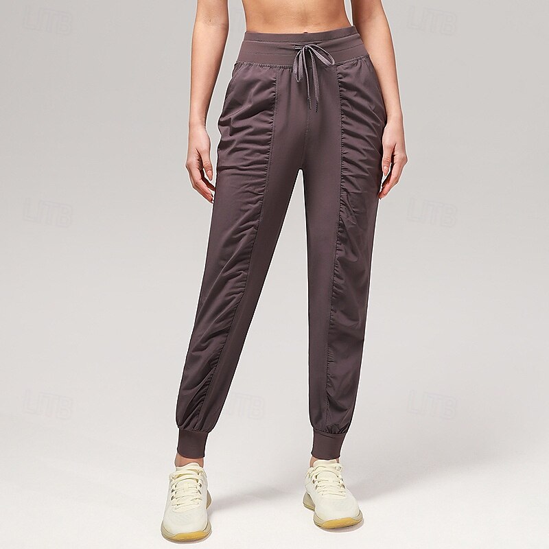 Mulheres Calças de fitness Calças de Pilates Calças de ioga Com Cordão Rugas Com bolsos Leve Cintura Alta Pilates Academia Zumba Calças Azul marinho Castanho Claro Preto Outono Esportes Roupas de 2025 por $25.99 –P6