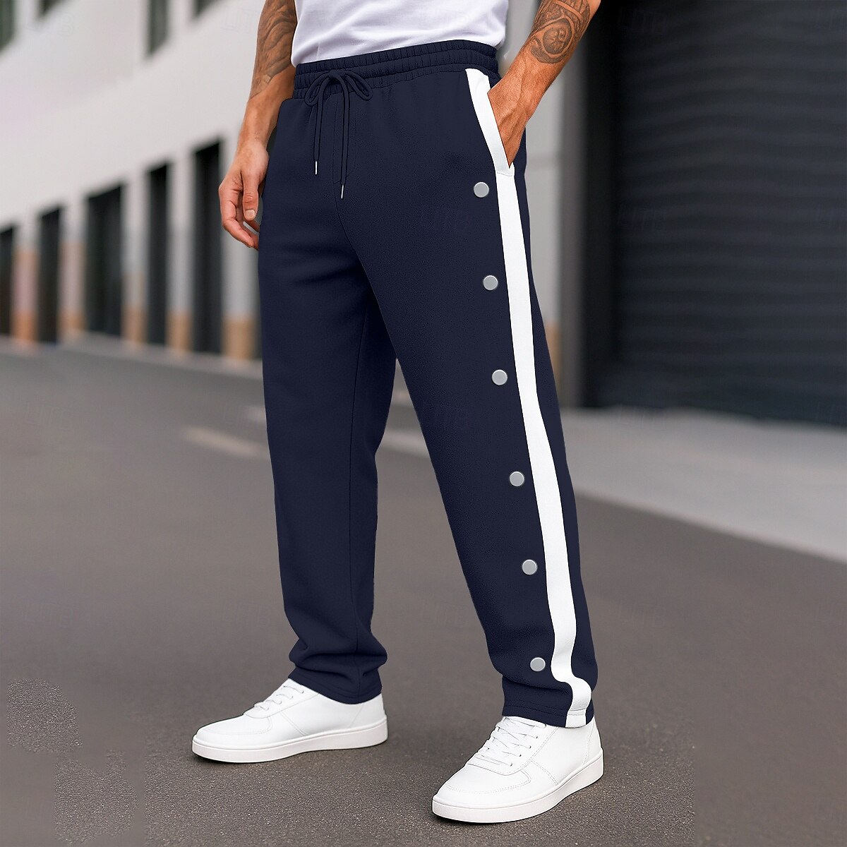 Herren Jogginghose Jogginghose mit weitem Bein Hose Trainingshose Gerade geschnittene Sweatpants Kordelzug Elastischer Bund Seitenknopf Einfach Komfort Atmungsaktiv Volle Länge Outdoor Täglich 2025 - $21.99 –P8