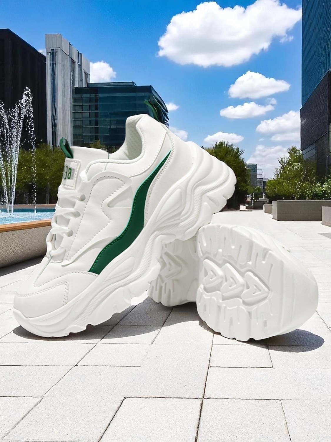Women's White Chunky Dad Sneakers - Retro Platform Walking Shoes with Wave Design for Urban Outings and Casual Date Looks 2025 - $32.99 –P3