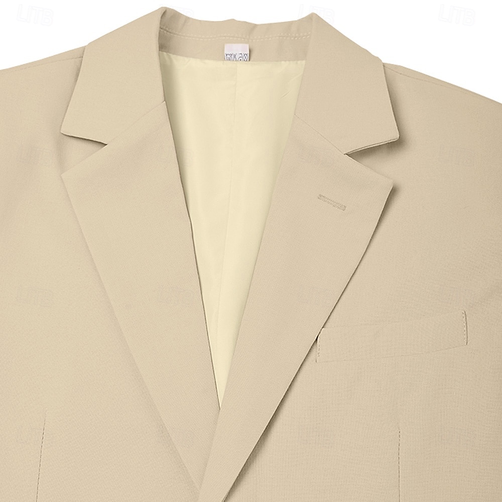 Heren Trouwaanzuiten Linnen Khaki Mode Zomer Effen Kleur Tailored Fit 3-delig Enkel knop Twee knopen 2025 - $139.99 –P4