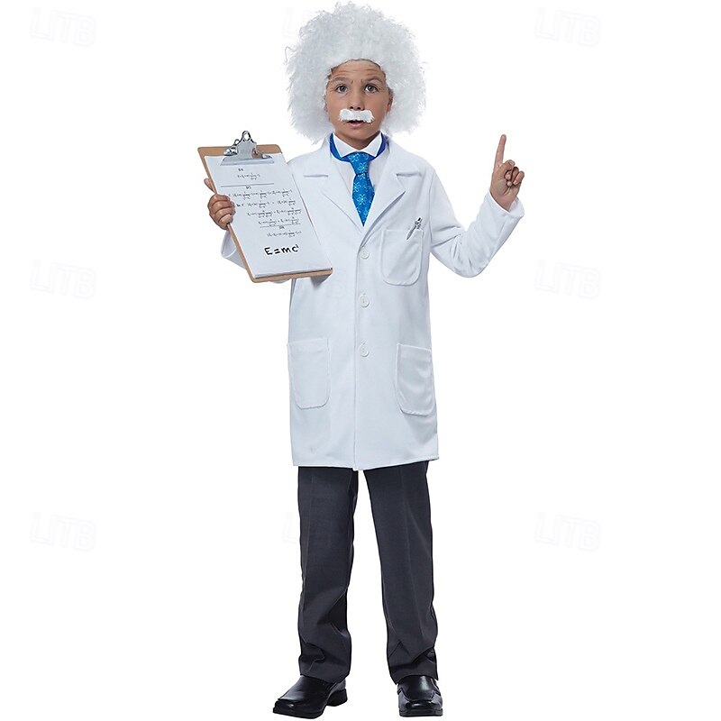 Scienziato Fisico Giornata STEM Parrucche cosplay Costume Cosplay Ragazzi Bambini Performance Vestirsi in modo educativo Vestiti per eventi scolastici Halloween Costume di Carnevale facile del 2025 a kr.370 –P7