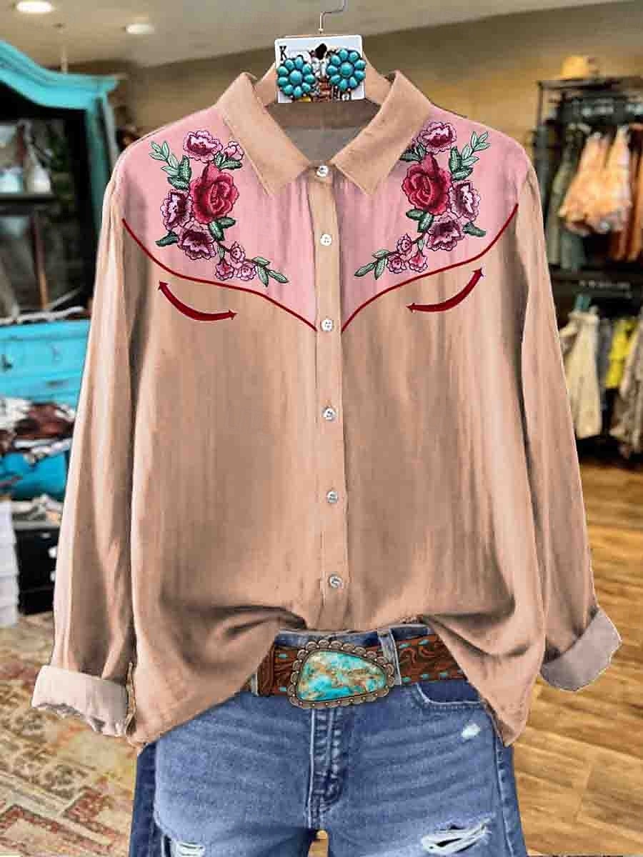 Women's Shirt Linen Like Breathable Lightweight Button Down Tunic Shirt Collar Long Sleeve Floral Graphic Western Casual Regular Tops Work Daily s Print Blush Pink Yellow Red Spring Fall Winter 2026 - $36.99 –P3