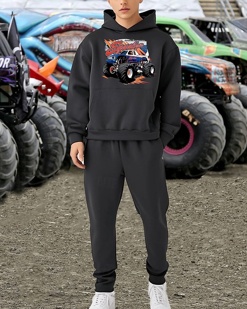 Boys' 3D Car Hoodie & Sweatpants Set Sports Suit Tracksuits Long Sleeve Spring Fall Daily Basic Casual Kids 4-12 Years Hooded Outdoor Vacation Sports Tailored Fit 2025 - $26.99 –P5