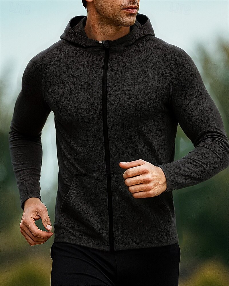 Homens Cor Sólida Jaqueta de Corrida Jaqueta Outdoor Verão Primavera Zip Completo Manga Longa Atlético Secagem Rápida Leve Respirável Tênis Golfe Corrida Azul Cinzento Escuro Vermelho Vinho Roupa de de 2026 por $31.99 –P7