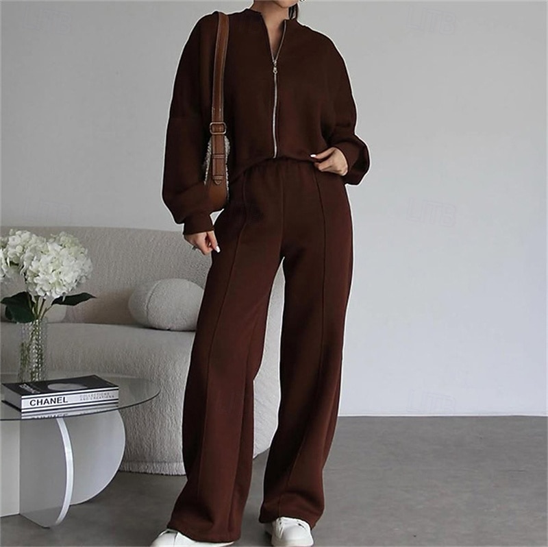 Mujer Tracksuit Sudadera Conjunto de Ropa Deportiva Bolsillo Color sólido Trajes de Yoga Otoño Invierno Negro Blanco Gimnasio Rutina de ejercicio Deportes Mantiene abrigado Resistente al Viento Suave 2026 - $31.99 –P9