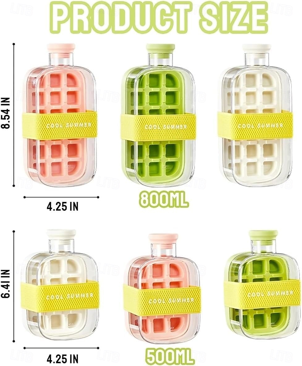 ijsblokjesfles met rietje voor een koele zomer, My Crush Cup ijsblokjesvormpjes voor waterflessen, 2-in-1 draagbare aanraakvrije ijsblokjesmachine met deksel en bak voor het snel maken van ijs 2025 - $13.99 –P1