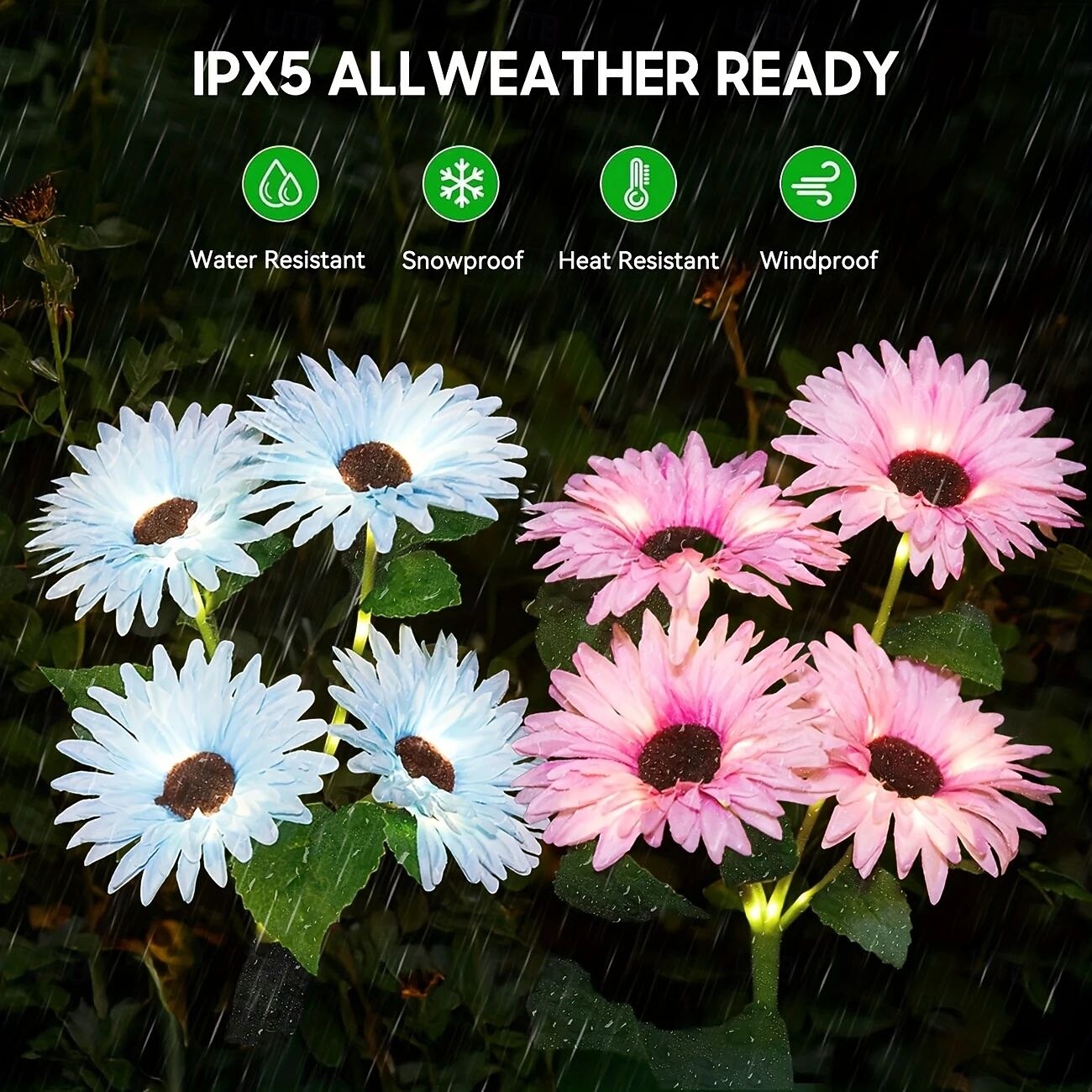 2 Pcs Solar Garden Lights Outdoor Sunflower Path Lights Waterproof Lawn Lights Villa Yard Park Walkway Garage Porch Patio Holiday Landscape Decoration 2026 - $32.99 –P4