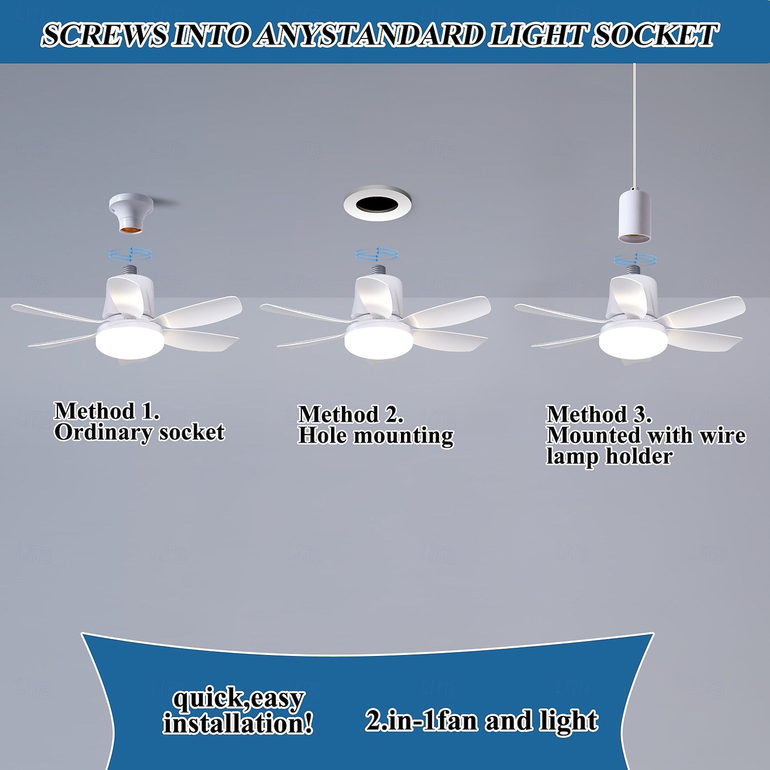 1 moderner Deckenventilator-Kronleuchter mit intelligenter Fernbedienung, E27-Schraubsockel – einfach zu installieren, starker Wind für Wohnzimmer, Schlafzimmer, Arbeitszimmer, Küche, Werkstatt, 2025 - $50.99 –P7