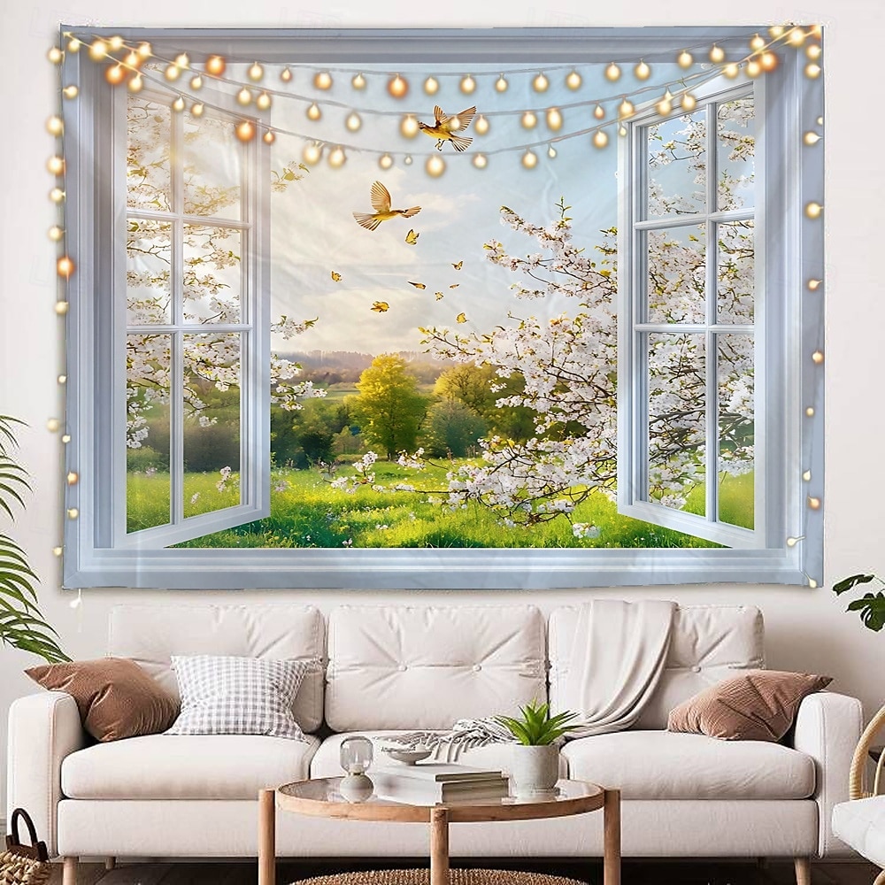 Window Flowers Flowers Plants Landscape Tapestry Decorative Art Carpet Curtain Hanging Home Bedroom Living Room Decoration 2026 - $17.99 –P4
