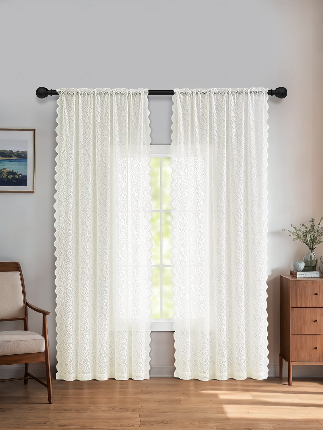 Curtain Drapes French Vintage Lace Sheer Curtains - Decorative Privacy Drapes for Living Room & Bedroom, Room Divider 2026 - $9.49 –P5