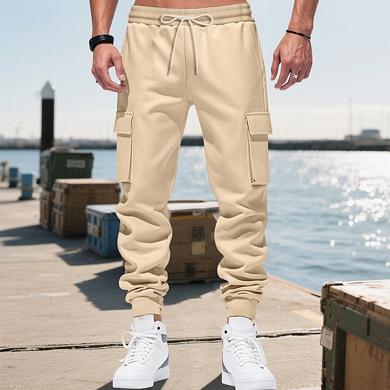 Per uomo Pantaloni Cargo Joggers Pantaloni Pantaloni da Tuta Cargo Elastico in vita Coulisse Multi-tasche Semplice Indossabile All'aperto Quotidiano Campeggio & Escursionismo Moda Classico Nero Rosso del 2025 a $20.99 –P16