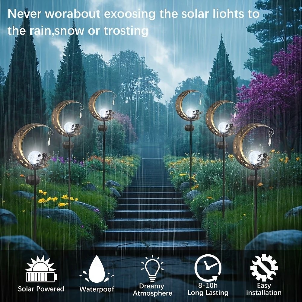1 Pc Garden Solar Light Outdoor Decorative Light Moon Fairy Angel Lawn Light Waterproof Warm Light LED Light for Villa Yard Channel Lawn Terrace Garden Decoration 2026 - $25.99 –P4
