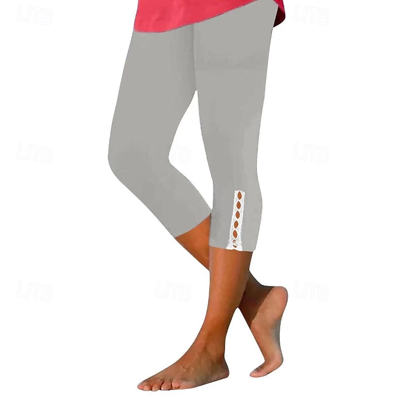 Women's Capri Pants Leggings Fashion Streetwear Calf-Length Natural Plain Elastic Waist Comfy Outdoor Comfortable Outdoor Holiday Weekend Black White Fuchsia Purple Summer Regular Fit 2025 - $14.99 –P1