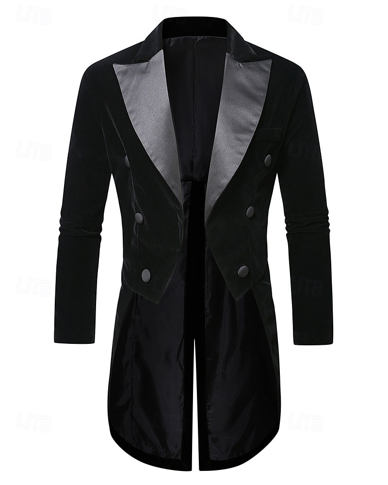 Herren Blazer Geschäft Cocktailparty Hochzeitsfeier Mode Lässig Frühling Herbst Polyester Einfarbig Tasche Knöpfe Bequem Doppelreihig Blazer Schwarz 2026 - $60.99 –P2