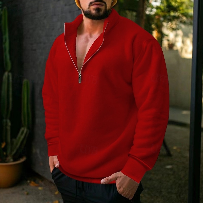 Homme Sweats à capuche zippés Sweat à capuche en polaire Abricot Rouge vin Noir Blanche Rouge Col montant Uni Quart de zip Sport & Loisir Occasionnel Quotidien Streetwear Frais Vêtements de sport de 2025 ? $26.99 –P3