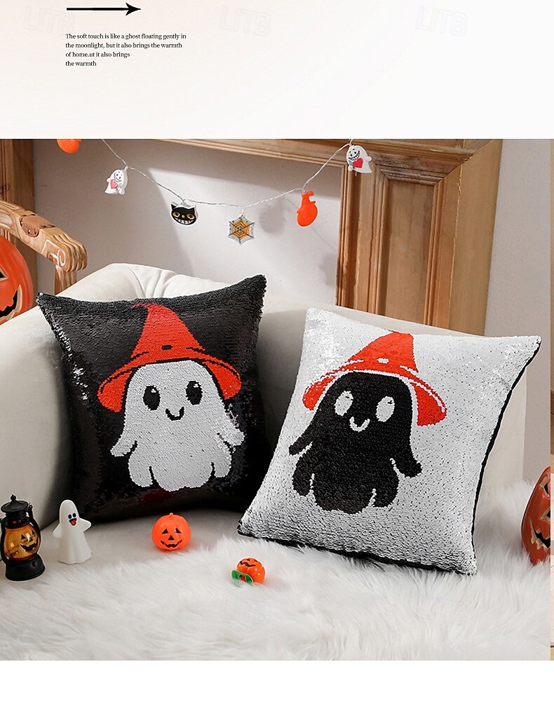 1 pcs Polyester Housse de coussin, Halloween Carré Traditionnel Classique de 2025 ? $16.99 –P7