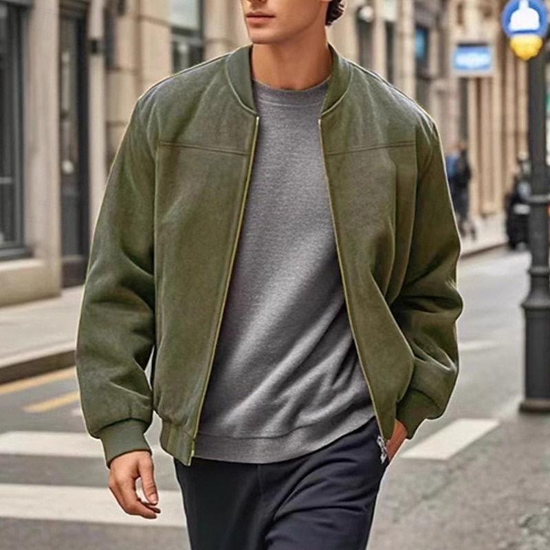 Homme Veste Légère Veste Décontractée Vacances Quotidien Résistant à l'usure Avec Poches Été Printemps Uni Mode Classique Col montant Régulier Noir Bleu Chameau Vert Véronèse Bleu de minuit Veste de 2025 ? $33.99 –P14