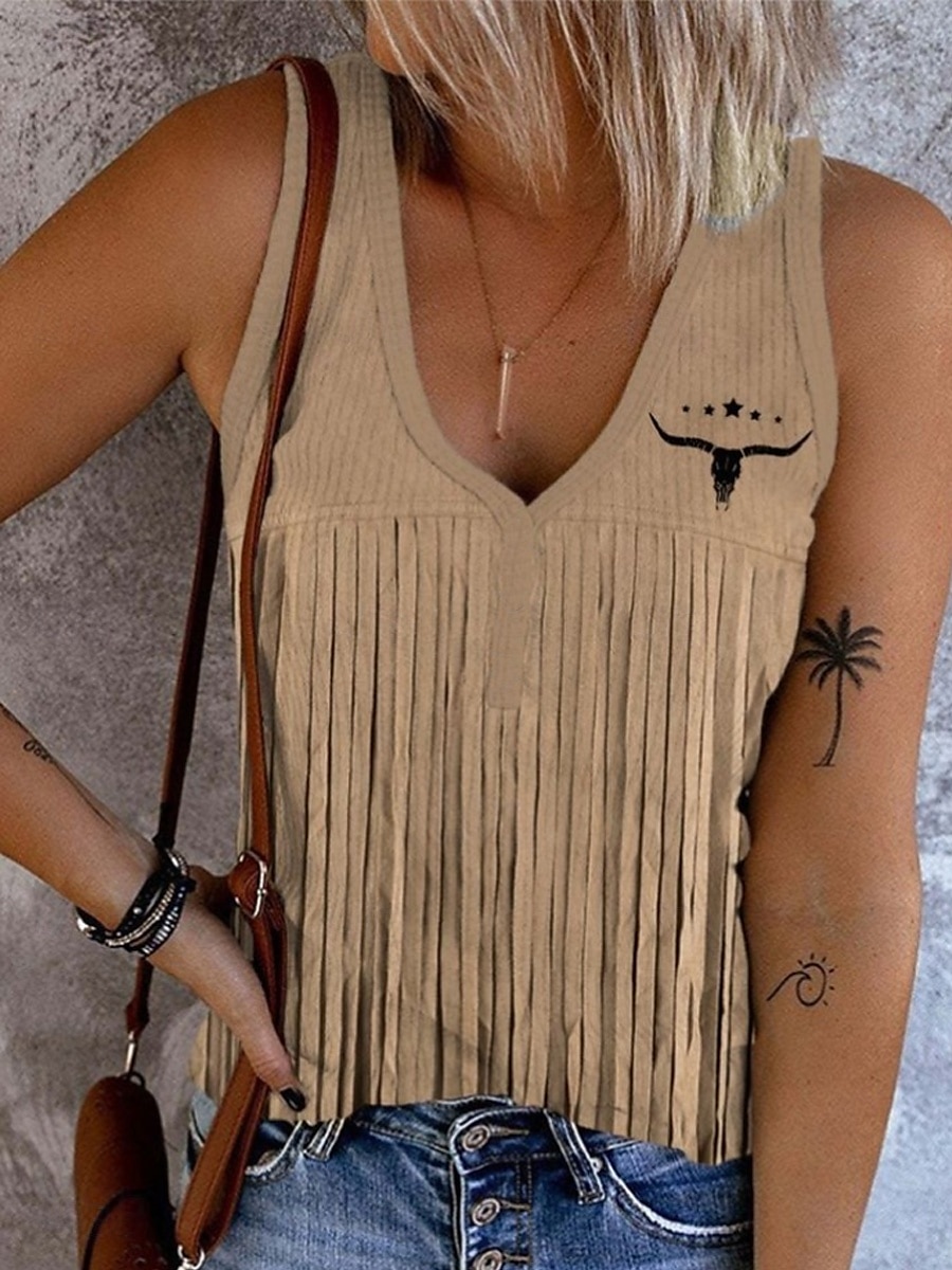 Pentru femei Camisole Tank Top Grafic Boemia Epocă Stilat Fără manșon Fără mâneci În V Crop Tops Zilnic Imprimeu Negru Galben Roșu-aprins Albastru piscină Trifoi Vară Primăvară 2025 - $17.99 –P6