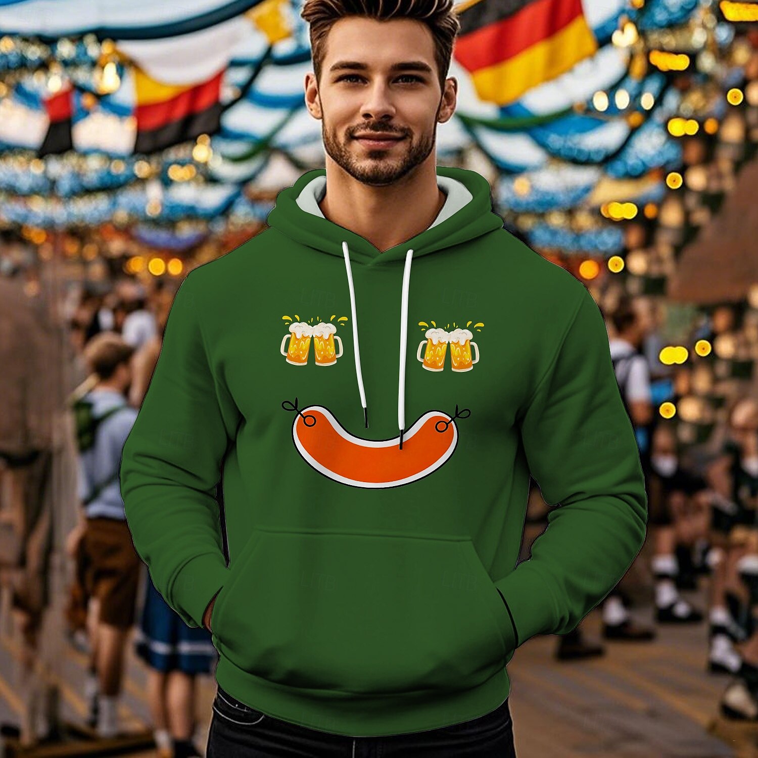 Pivo Oktoberfest Kapuce Tisk Přední kapsa Grafika Pro Pánské Dospělé Karneval Pivo Oktoberfest Horká ražba Dovolená Párty 2025 - $29.99 –P1