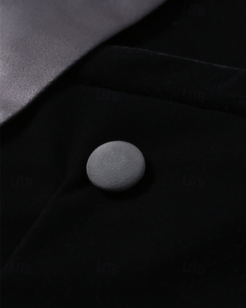Herren Blazer Geschäft Cocktailparty Hochzeitsfeier Mode Lässig Frühling Herbst Polyester Einfarbig Tasche Knöpfe Bequem Doppelreihig Blazer Schwarz 2026 - $60.99 –P6