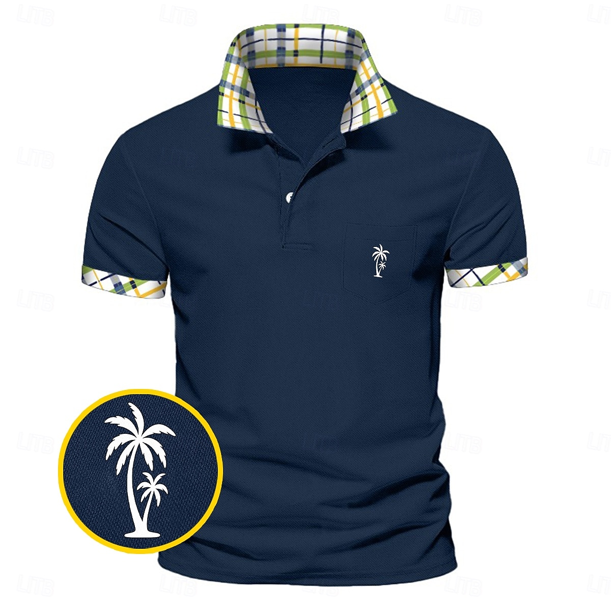 Miesten Golfpaita Pikee poolopaidat liiketoiminta Kausaliteetti Ribbineulospikeekaulus Lyhythihainen Muoti Perus Yhtenäinen väri Skottiruutukuvio Napit Logo Kesä Kevät 봄 & Syksy Normaali Keltainen 2026 - $22.99 –P7