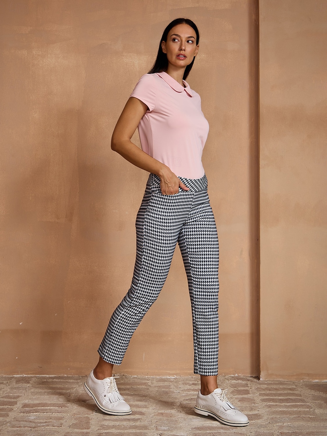 Dam Vandringspolotröja Yanrosa Svart Vit Kortärmad Skjorta Golfkläder för damer Kläder Outfits Bär kläder 2025 - $49.99 –P5