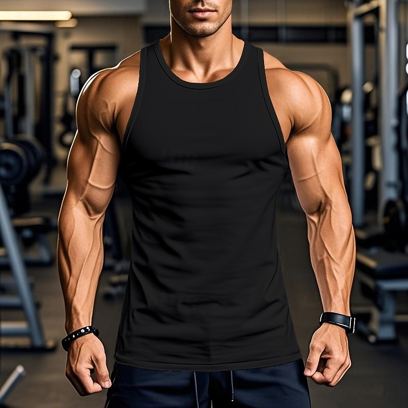 Hombre Camiseta sin mangas Chaleco Camisetas Interiores Camisa sin mangas Sin Mangas Escote Redondo Cuello redondo Verano Color sólido Plano Moda Clásico Cómodo Casual Gimnasia Calle Blanco Camiseta 2026 - $10.99 –P7
