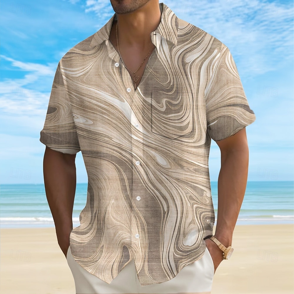 Voor heren Verloop Golven Marmer Overhemd Zomer overhemd Overhemd met knopen Korte mouw Mode-casual Buiten Vakantie Dagelijks gebruik Zomer Lente Strijkijzer 3D-afdrukken shirts met kraag Voorste zak 2025 - $23.99 –P7