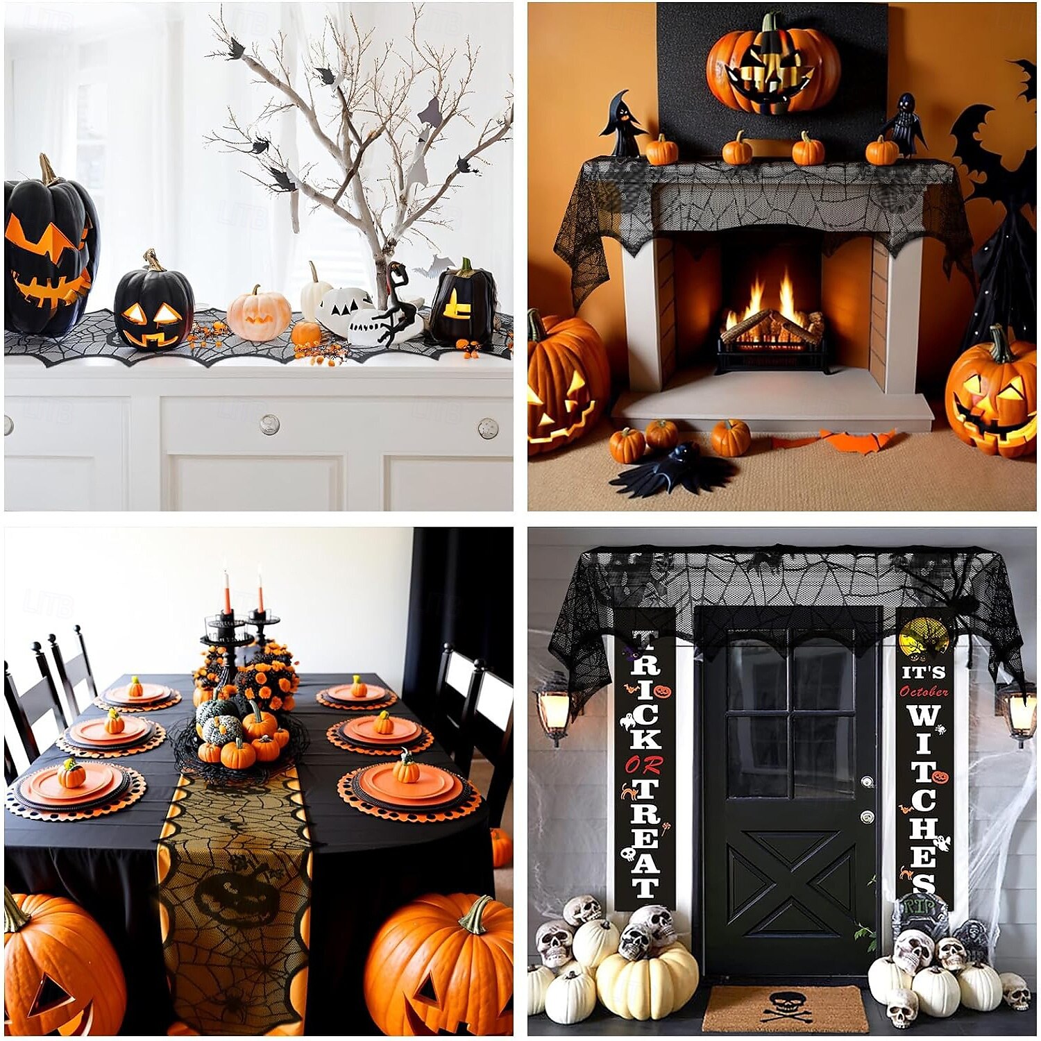 Crawling Spider Halloween Lace Table Runner and Mantle Scarf, Seasonal Halloween Decorations Table Runner 2025 - $6.49 –P3