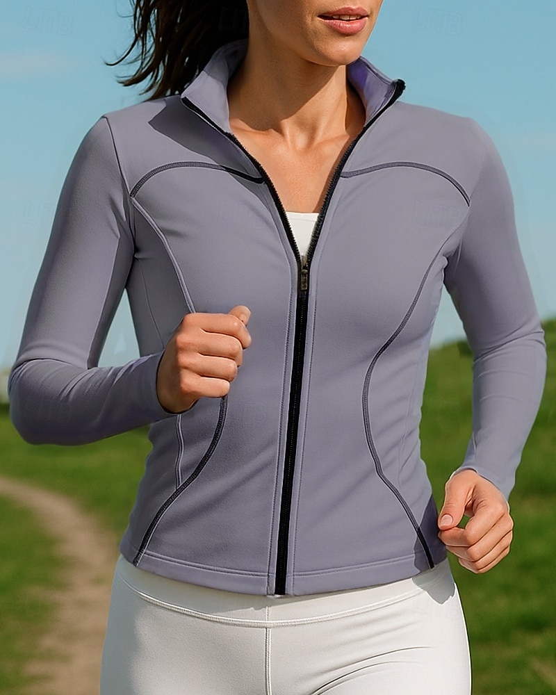 Naisten Yhtenäinen Juoksutakki Ulkoilu takki Kesä Kevät Täysi vetoketju Ohut Pitkähihainen Urheilullinen Nopea kuivuminen Kevyt Elastinen Hengittävä Tennis Golf Juoksu Musta Valkoinen Rubiini 2026 - $27.99 –P7