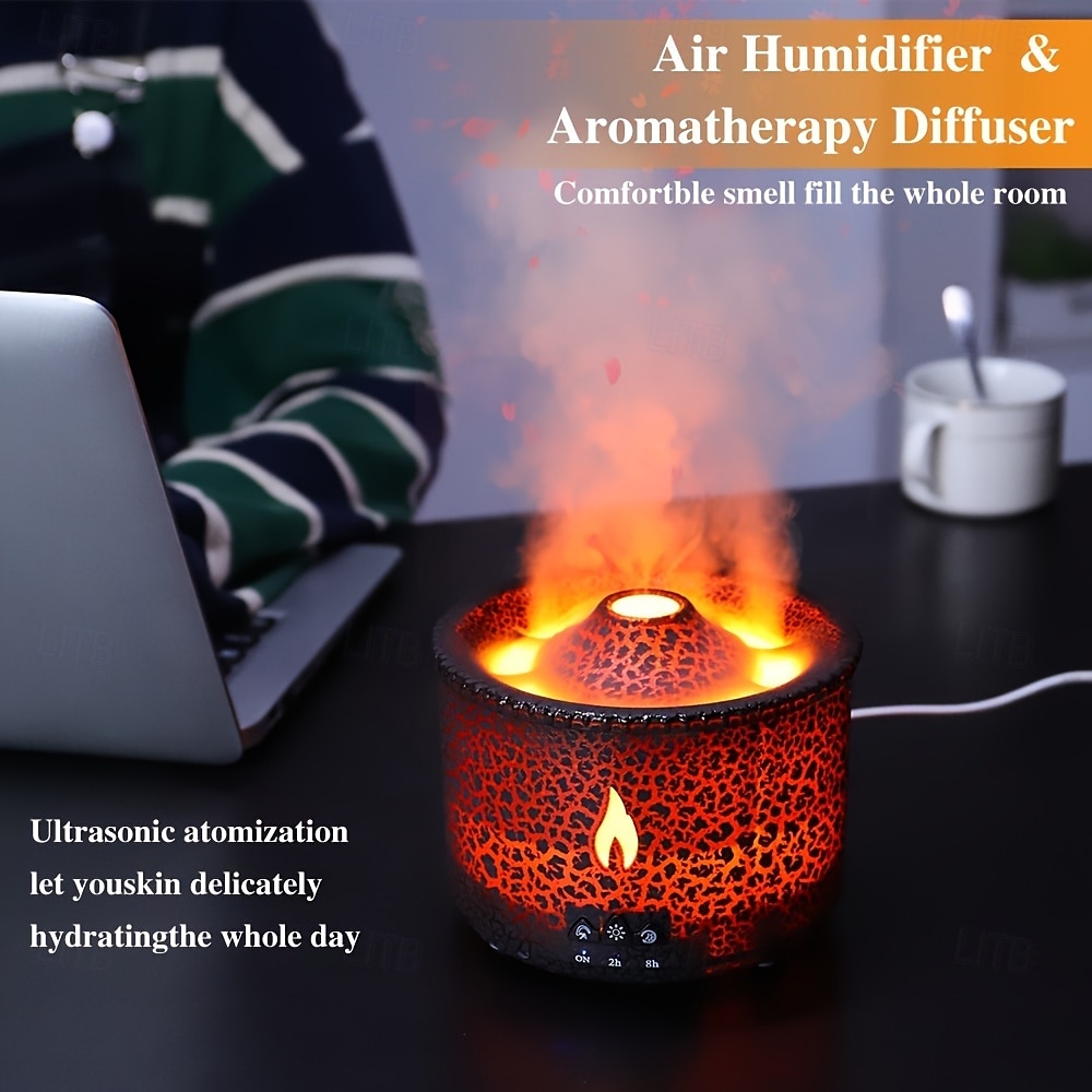Volcanic Flame Aroma Diffuser with LED Night Light - Portable Essential Oil Humidifier Auto Shut-Off 2 Color Modes Ideal for Home & Office 2025 - $68.99 –P10