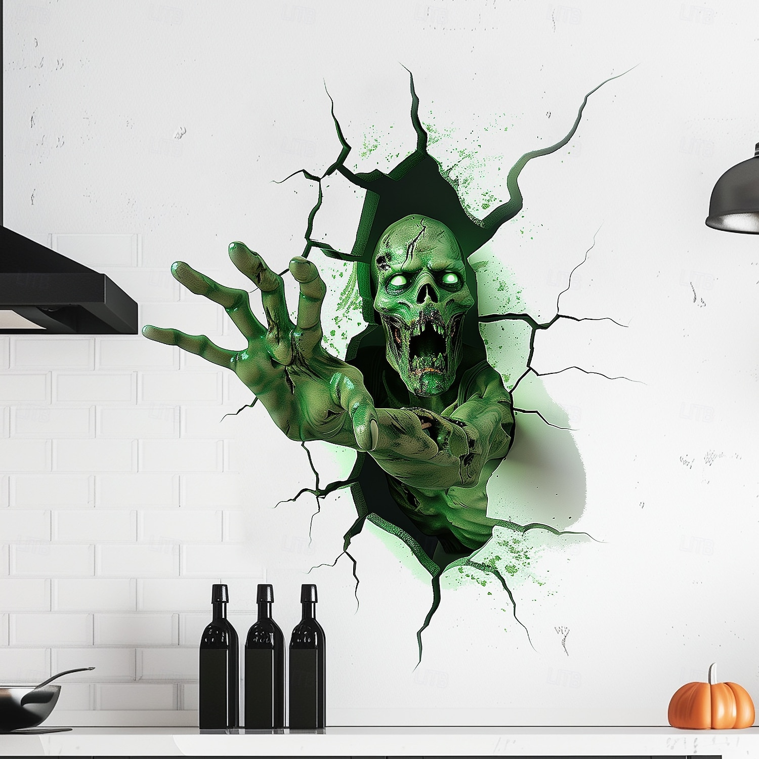 αυτοκόλλητο τοίχου για το Halloween, τρομακτικό πράσινο κρανίο, πρωτοποριακό σχέδιο, αυτοκόλλητη διακόσμηση τοίχου για υπνοδωμάτιο και σαλόνι 2025 - $3.49 –P5