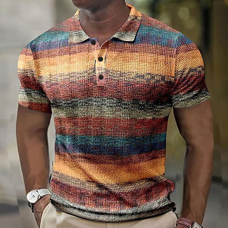 Bărbați Plisat Tricouri polo Waffle Cămașă de golf Manșon scurt Tricouri de polo Cămăși cu guler Epocă Casual Îmbrăcăminte de vacanță Îmbrăcăminte formală Îmbrăcăminte de festival Imprimare 3D Nasturi 2026 - $23.99 –P5