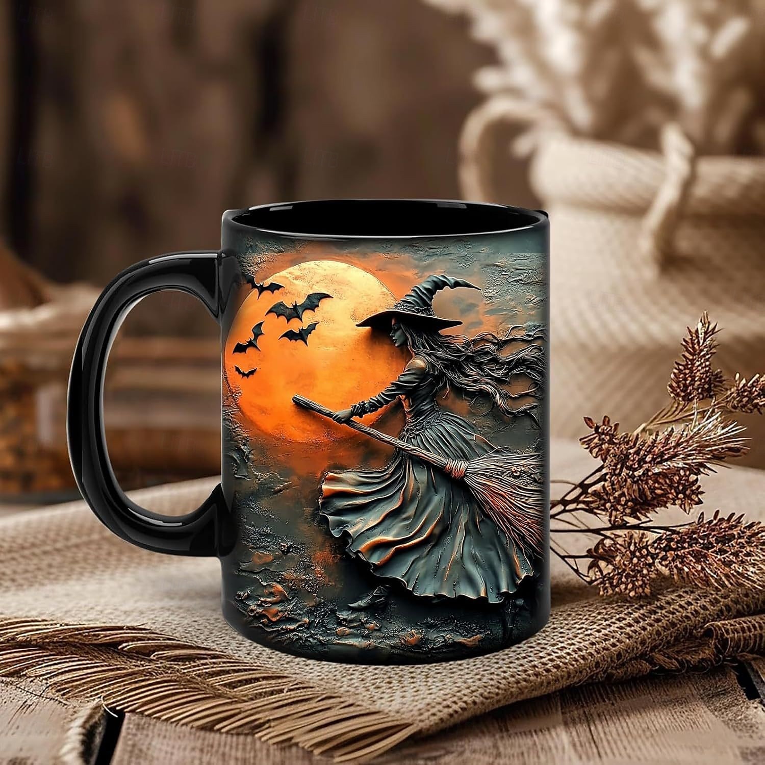 Halloweenský dárkový hrnek, keramický hrnek na kávu s čarodějnickou tématikou 330 ml/12 oz, strašidelný halloweenský hrnek pro ženy, přátele, milovníky wiccanské inspirace, vánoční dekorace nebo dárek 2025 - $12.99 –P3