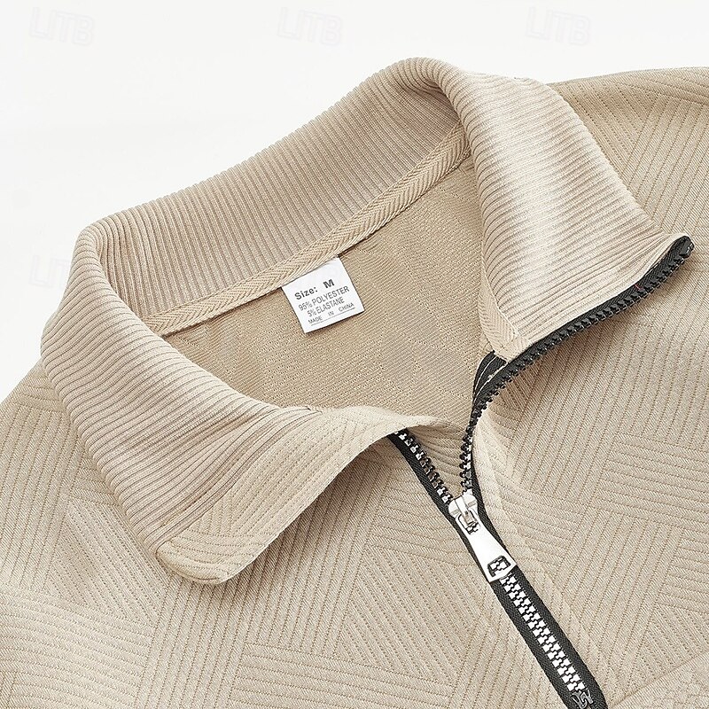Per uomo Felpa con cappuccio e zip Felpa con zip Nero Bianco Blu marino Cachi Grigio chiaro Colletto Mao Semplice Zip a un quarto Casuale Quotidiano Ferie Streetwear Cool Casual Autunno & Inverno del 2025 a $31.99 –P9