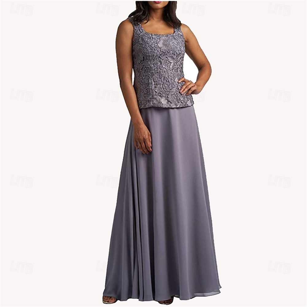 Kleid-Sets Mutter der Braut Kleid Elegant Einfach Scoop-Ausschnitt Knielang Chiffon Langarm mit einfarbig 2025 - $129.99 –P4
