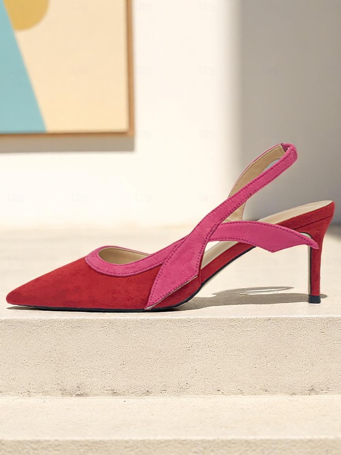Scarpe con tacco a spillo color block verde e ruggine da donna, décolleté con tacco basso e punta affilata per appuntamenti casual e outfit chic di tutti i giorni del 2025 a $46.99 –P6