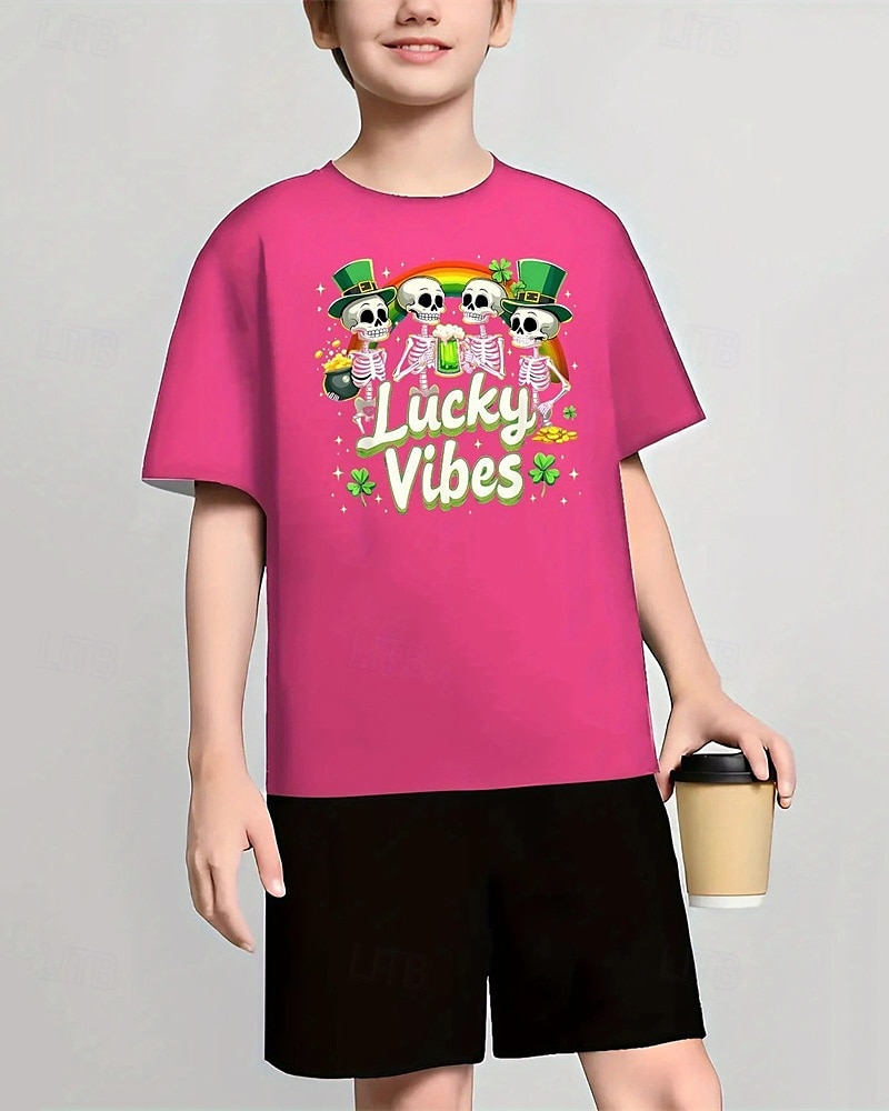 Pojkar 3D Grafisk Dödskalle T-shirt Kortärmad Sommar Vår Mode Grundläggande Barn 4-12 år Rund hals Utomhus Ledigt Dagligen Normal 2025 - $10.99 –P3