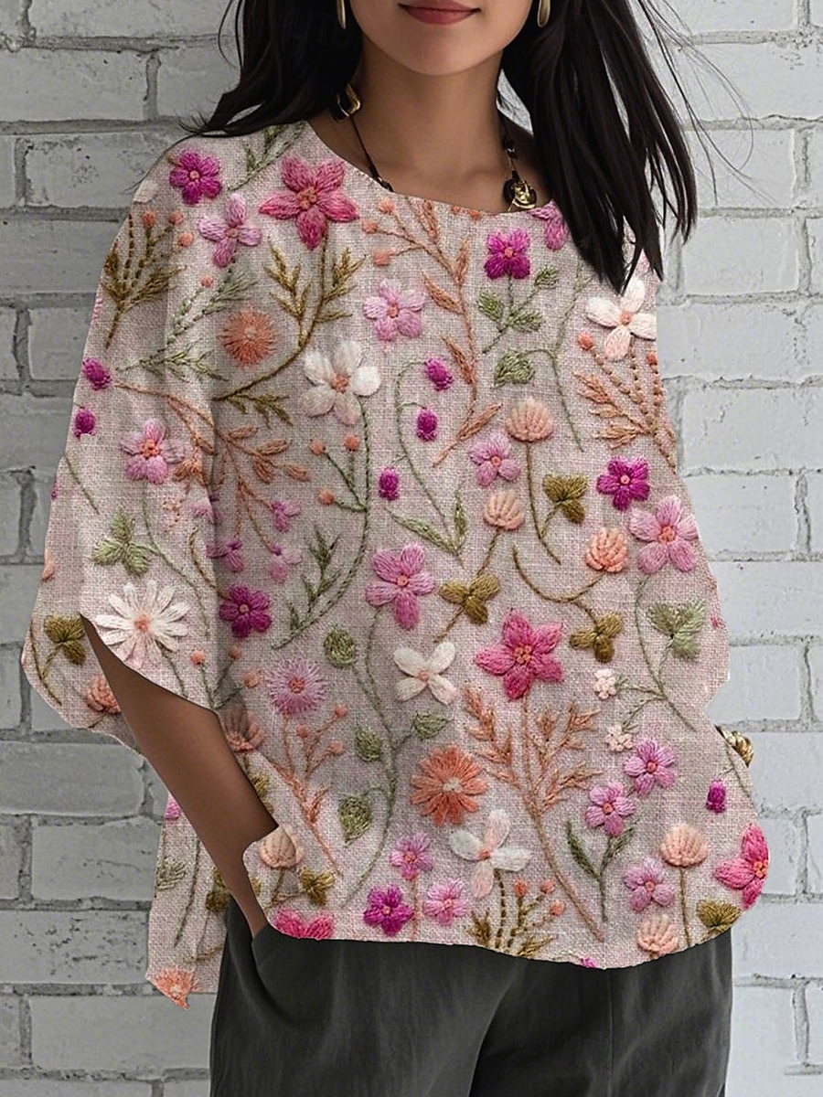 Pentru femei Bluză Floral Grafic Elegant Stilat Lungime Manșon 3/4 În V Bateau Topuri obișnuite Zilnic Concediu Imprimeu Galben Roz Îmbujorat Trifoi Vară Primăvară 2025 - $27.99 –P2